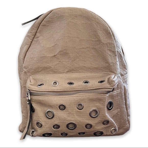 Unique Fashion Backpack Brown Beige Grommets Fashion Bag Made and Bought Greece‎ - Picture 2 of 15